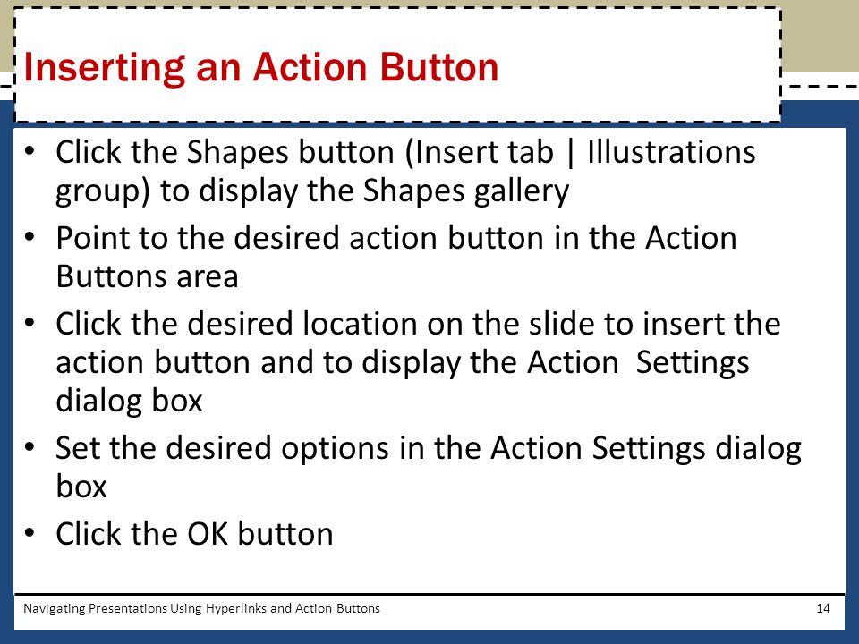 Inserting an Action Button