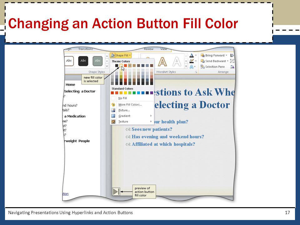 Changing an Action Button Fill Color