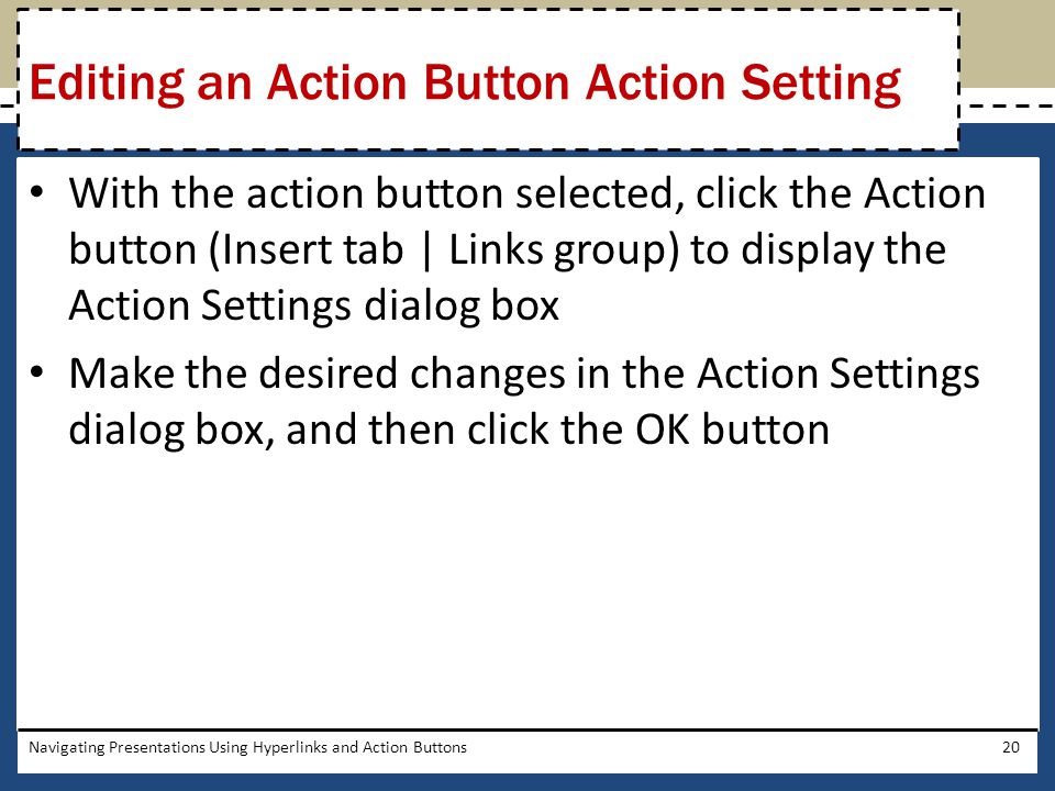 Editing an Action Button Action Setting