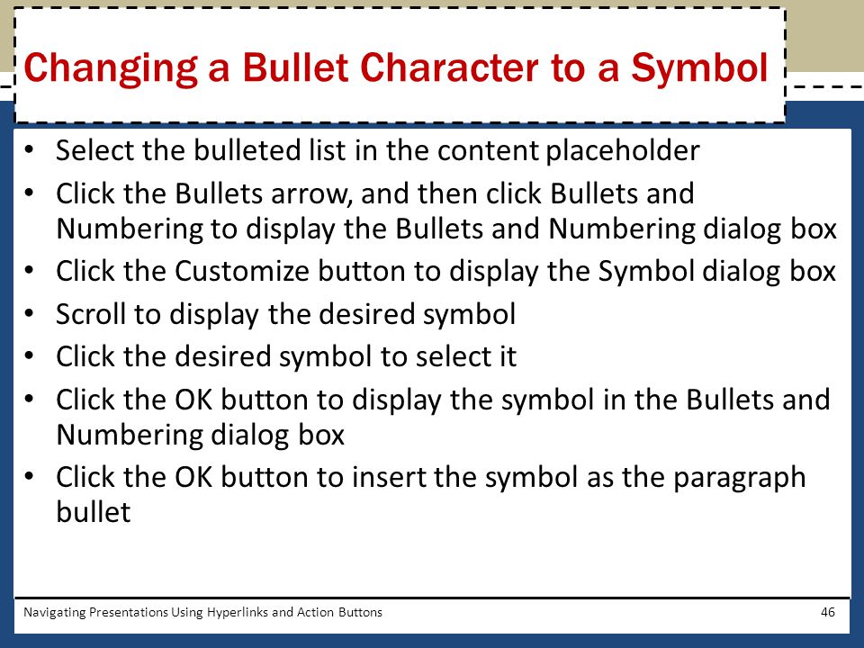 Changing a Bullet Character to a Symbol
