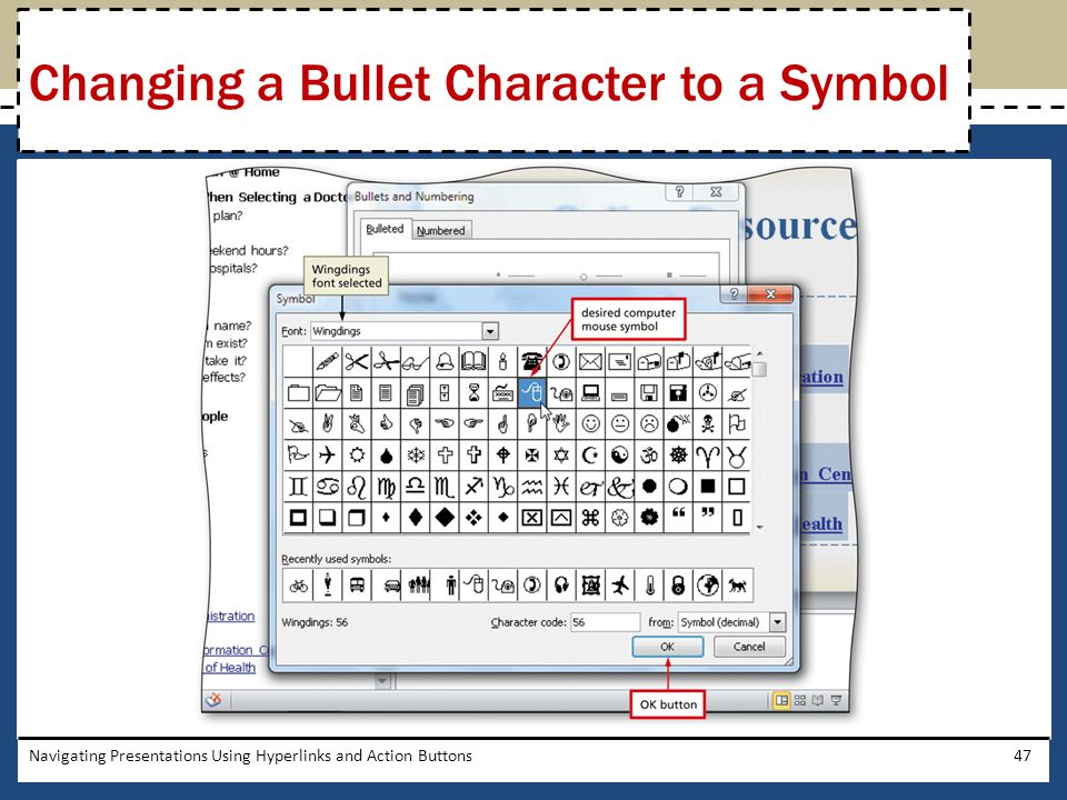 Changing a Bullet Character to a Symbol
