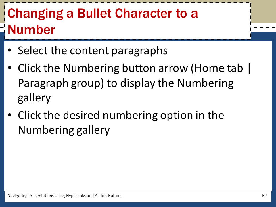 Changing a Bullet Character to a Number