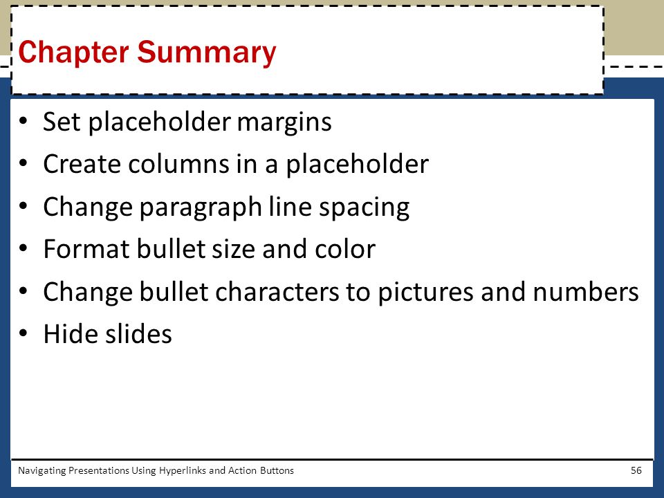 Chapter Summary Set placeholder margins