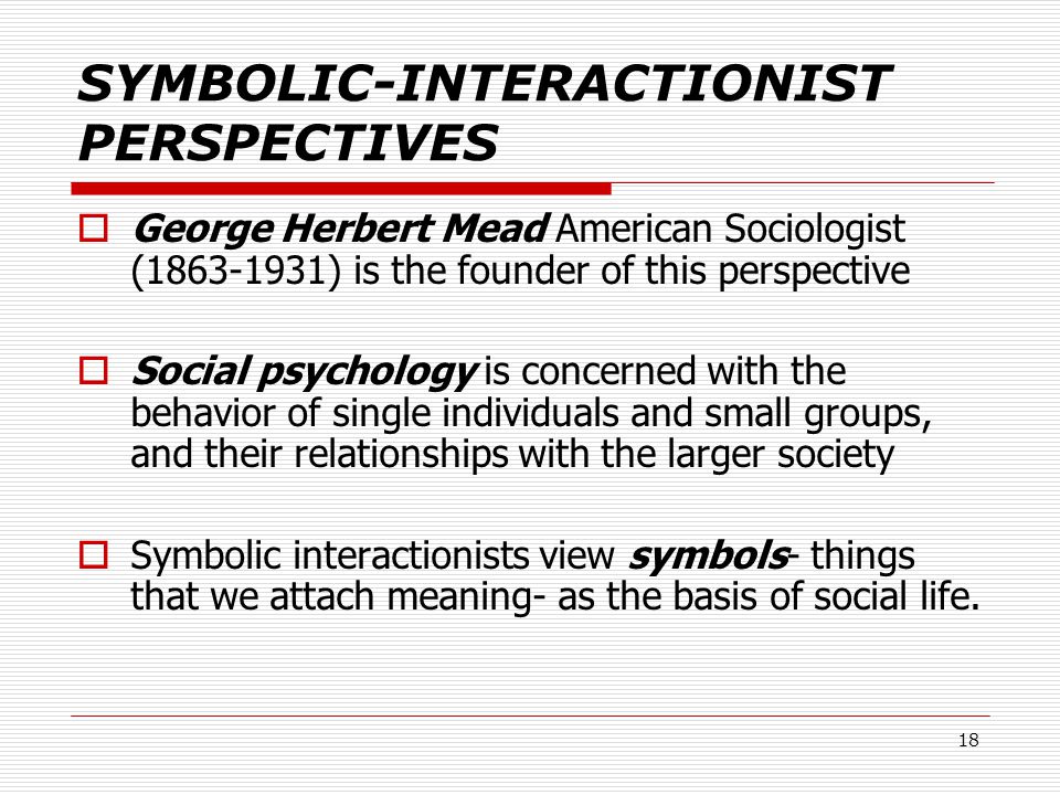 SYMBOLIC-INTERACTIONIST PERSPECTIVES