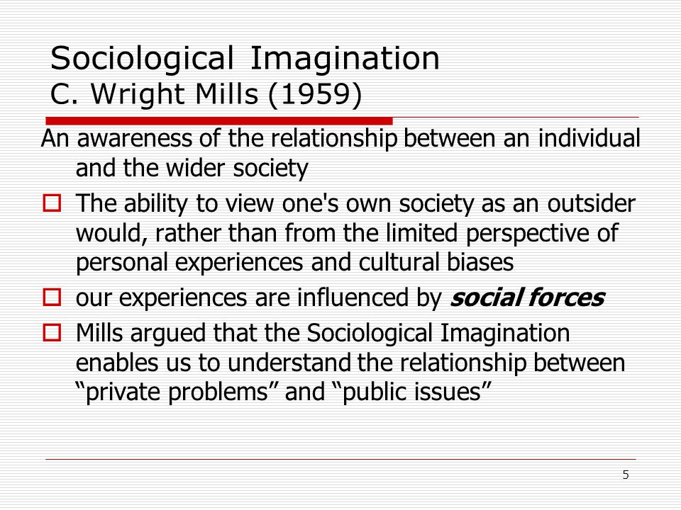 Sociological Imagination C. Wright Mills (1959)