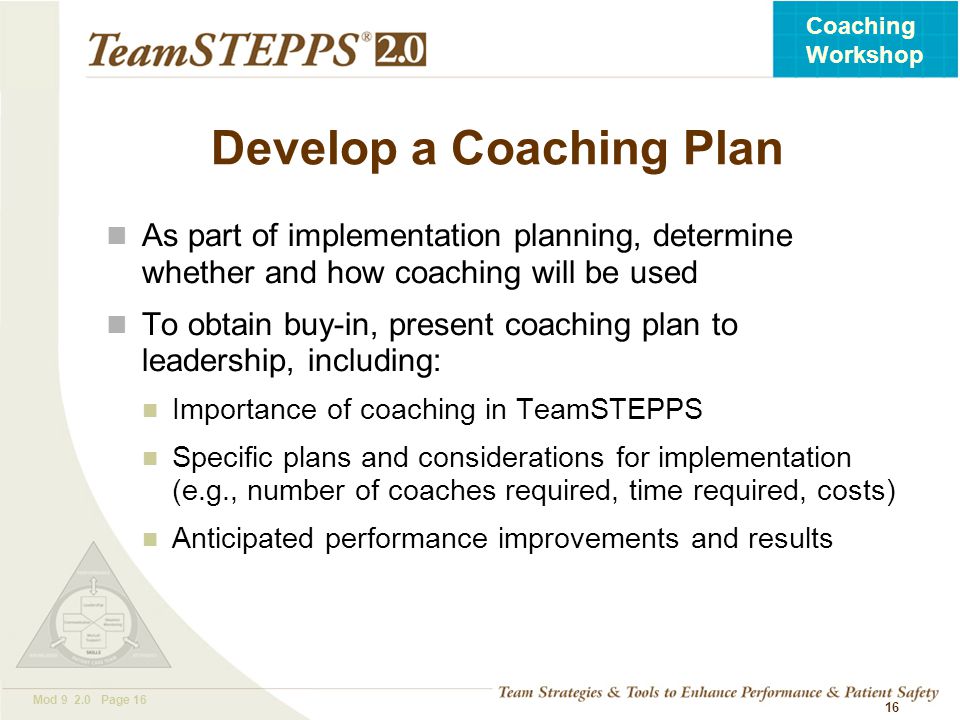 Develop a Coaching Plan