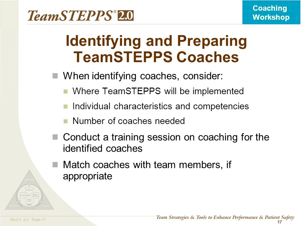 Identifying and Preparing TeamSTEPPS Coaches