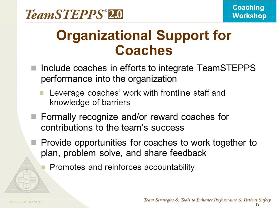 Organizational Support for Coaches