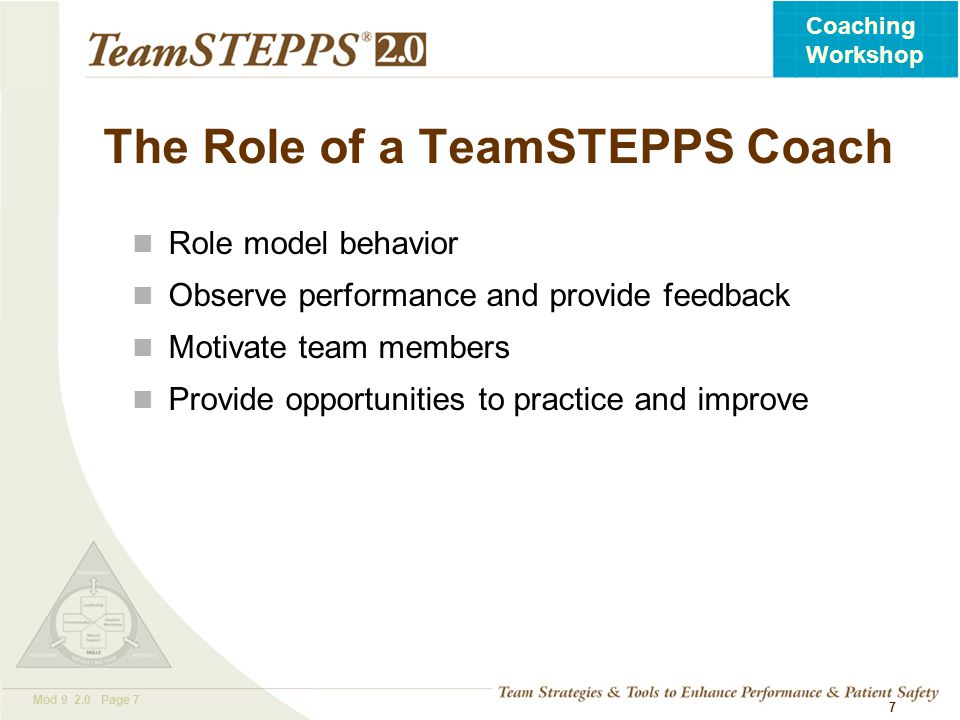 The Role of a TeamSTEPPS Coach