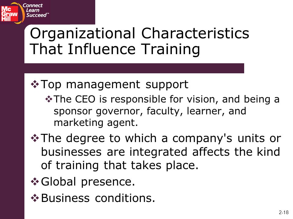 Organizational Characteristics That Influence Training