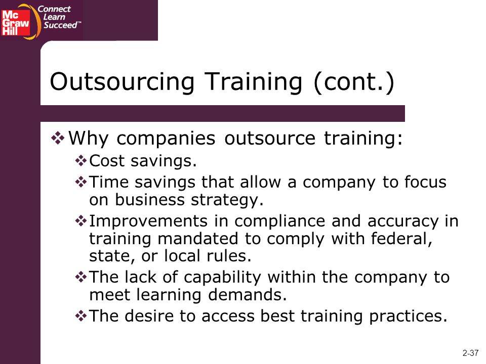 Outsourcing Training (cont.)