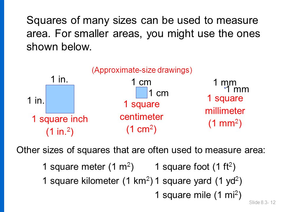 Other sizes of squares that are often used to measure area: