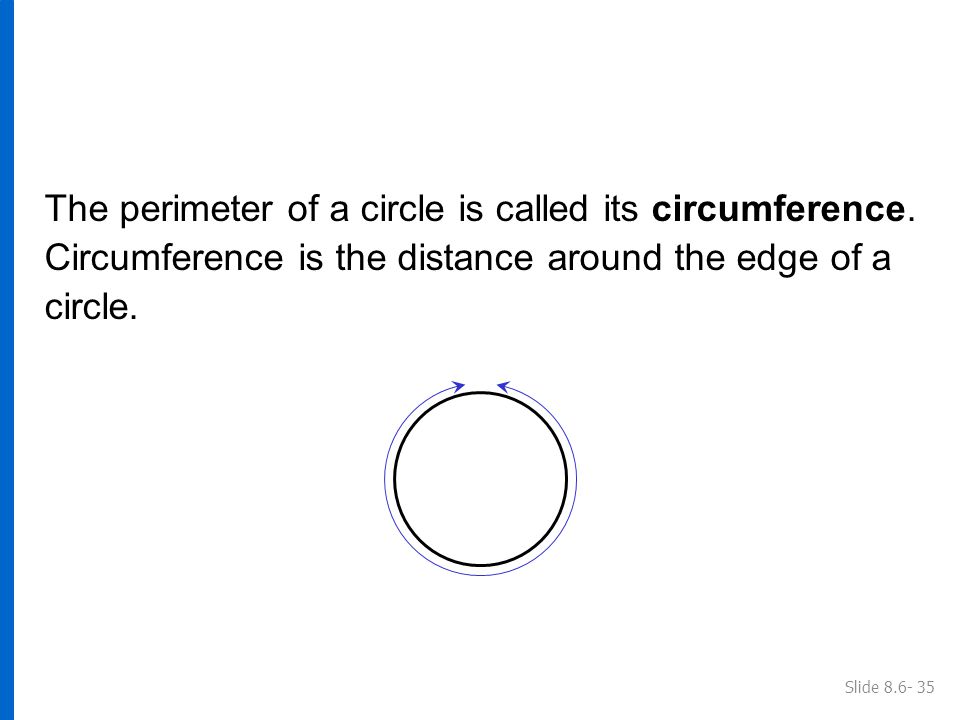 The perimeter of a circle is called its circumference.
