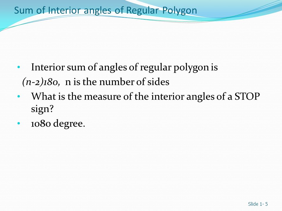 Sum of Interior angles of Regular Polygon