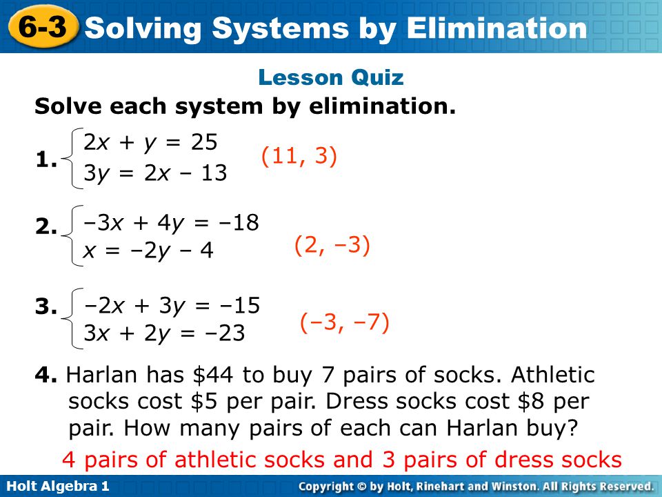 Solving Systems By Elimination Ppt Download
