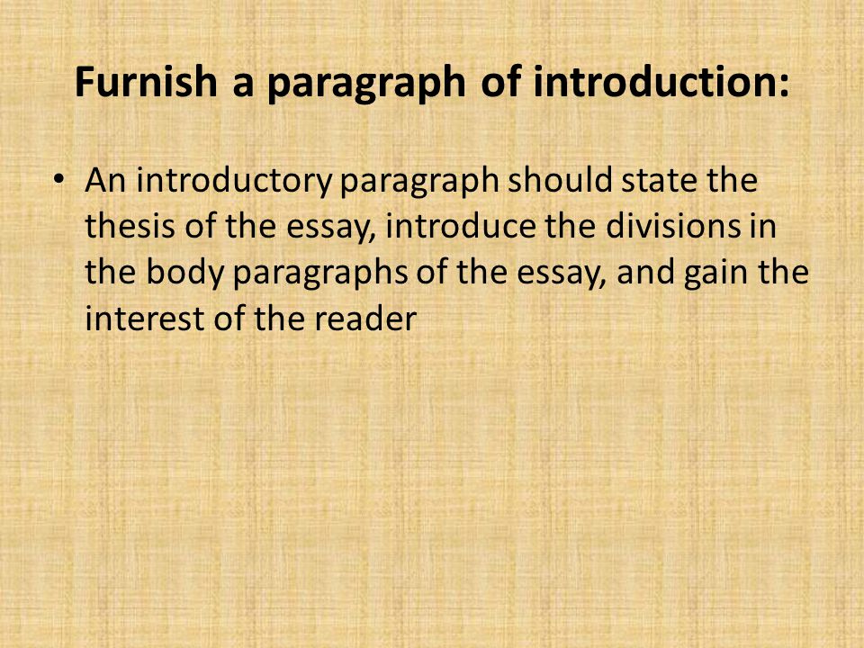 Furnish a paragraph of introduction: