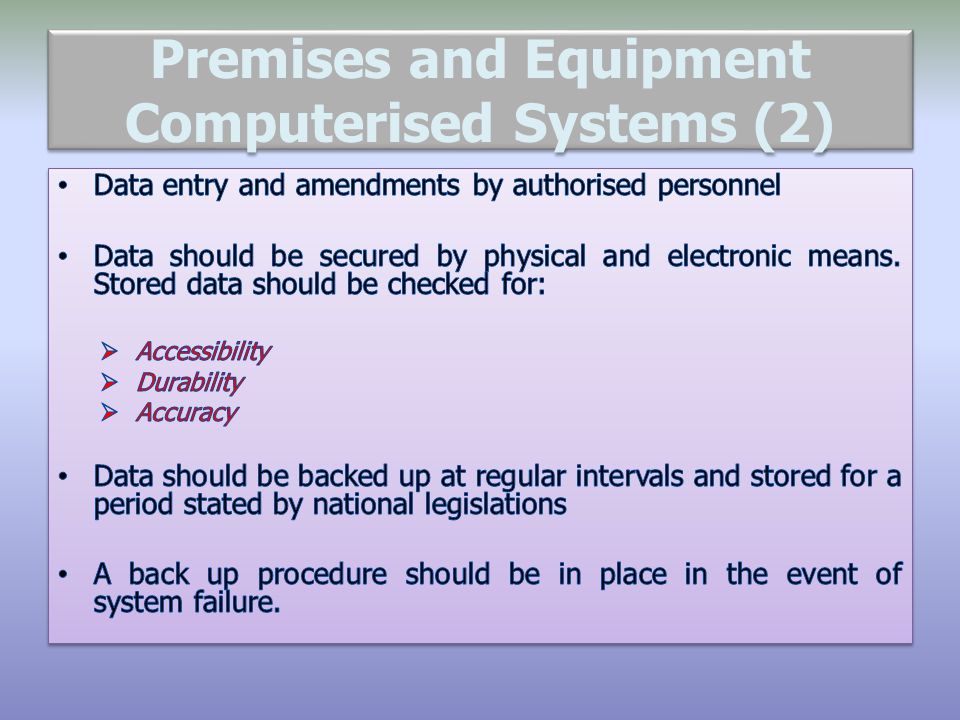 Premises and Equipment Computerised Systems (2)