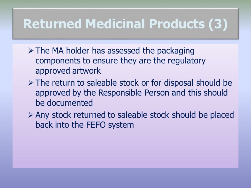 Returned Medicinal Products (3)