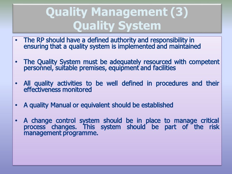 Quality Management (3) Quality System