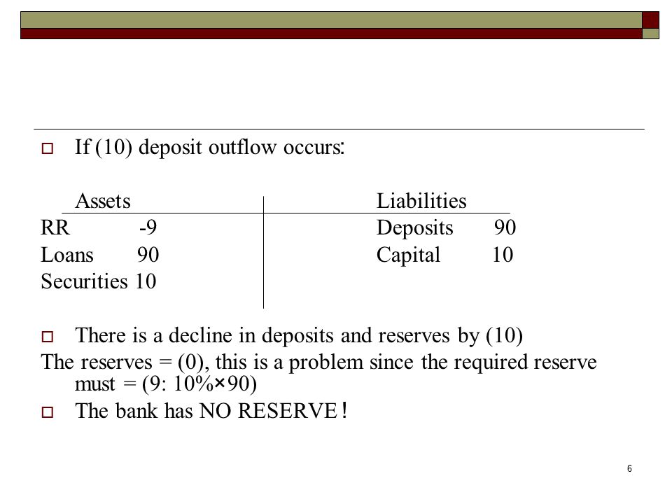 If (10) deposit outflow occurs: