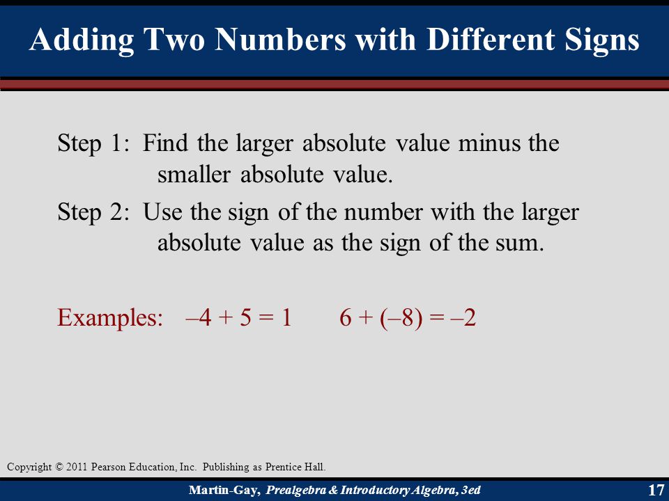 Adding Two Numbers with Different Signs