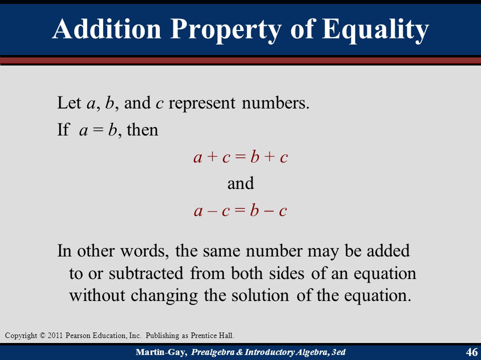 Addition Property of Equality