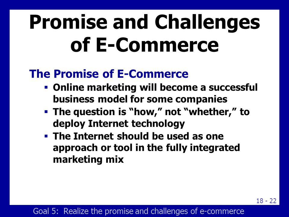 Promise and Challenges of E-Commerce