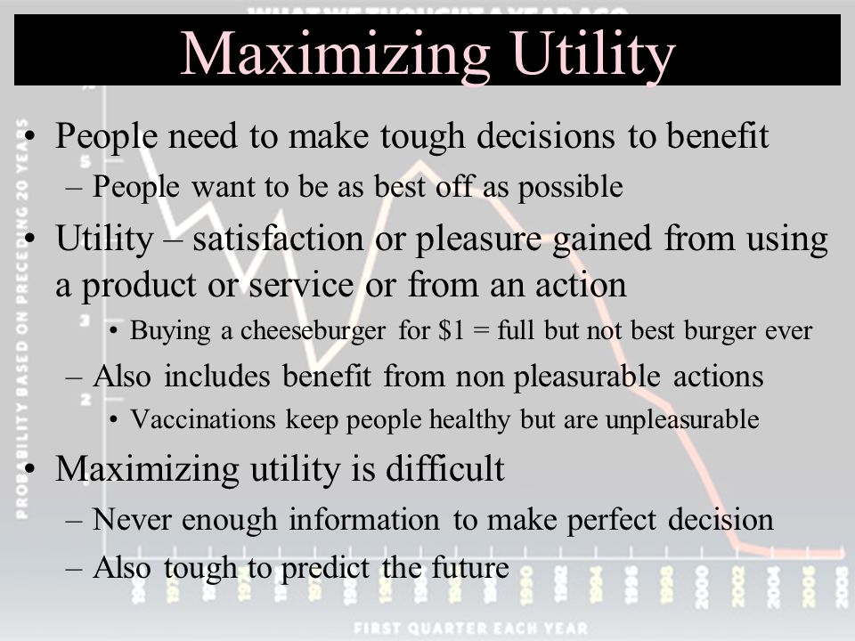 Maximizing Utility People need to make tough decisions to benefit