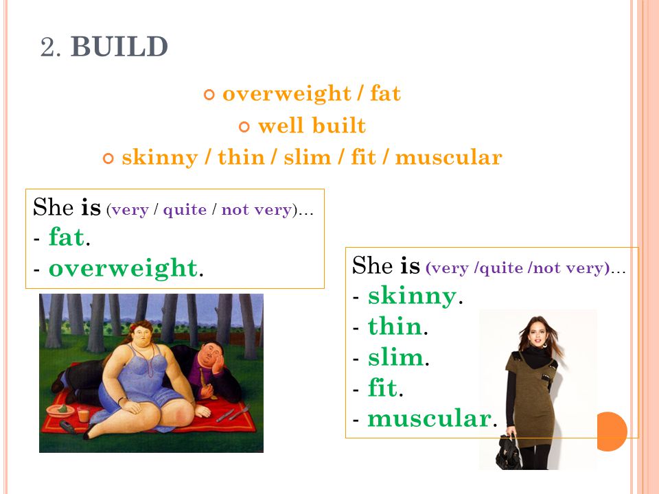 skinny / thin / slim / fit / muscular