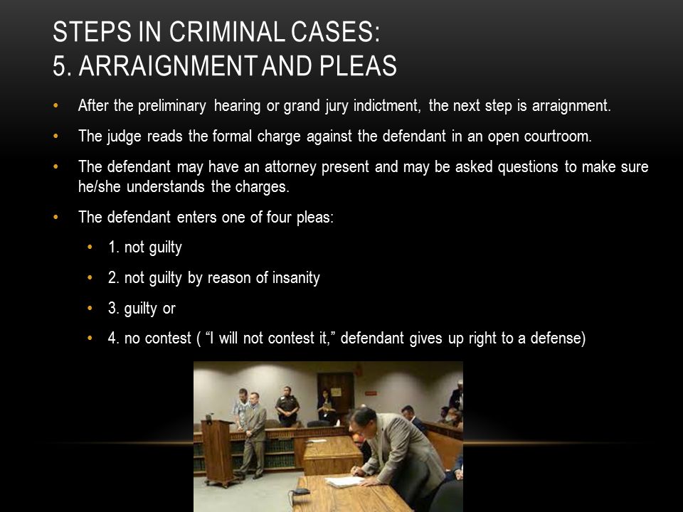 Steps in criminal cases: 5. arraignment and pleas