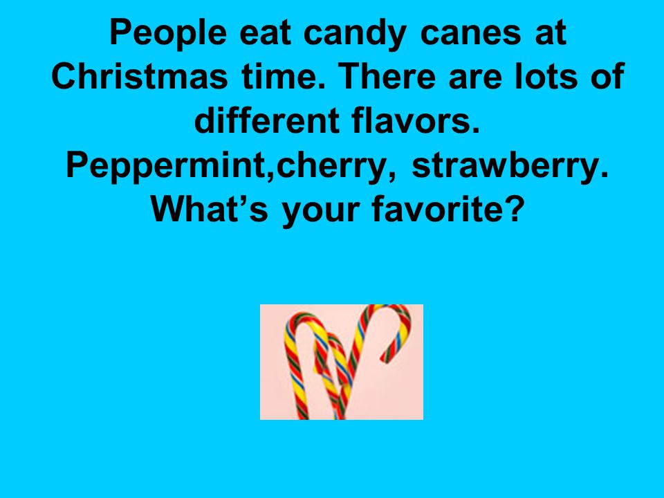 People eat candy canes at Christmas time