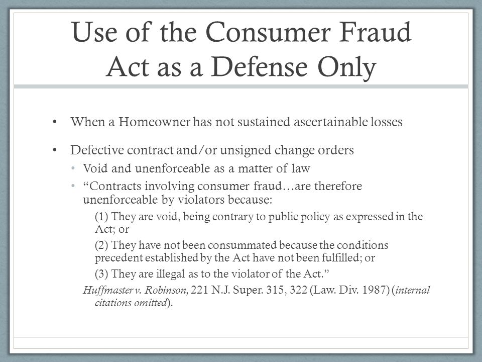 new jersey consumer fraud act defenses