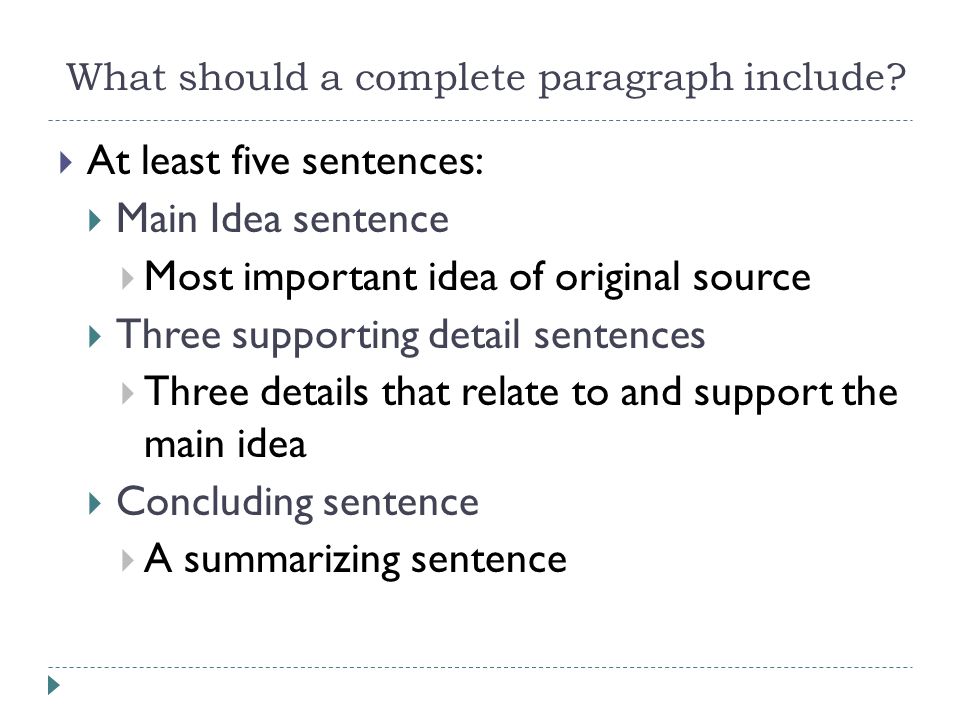 What should a complete paragraph include