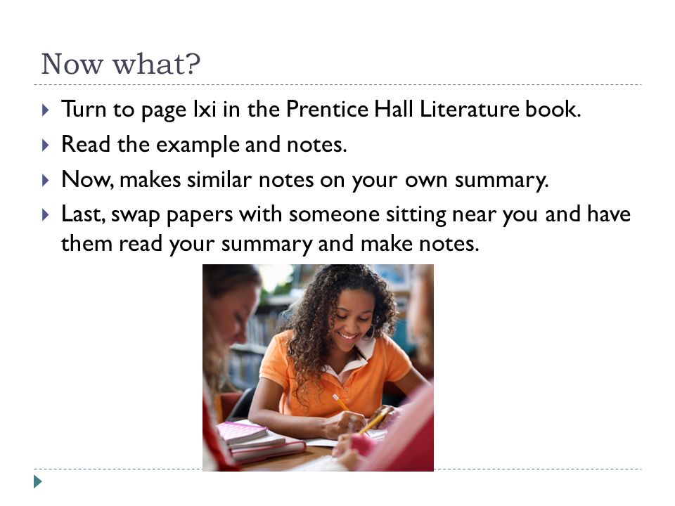 Now what Turn to page lxi in the Prentice Hall Literature book.