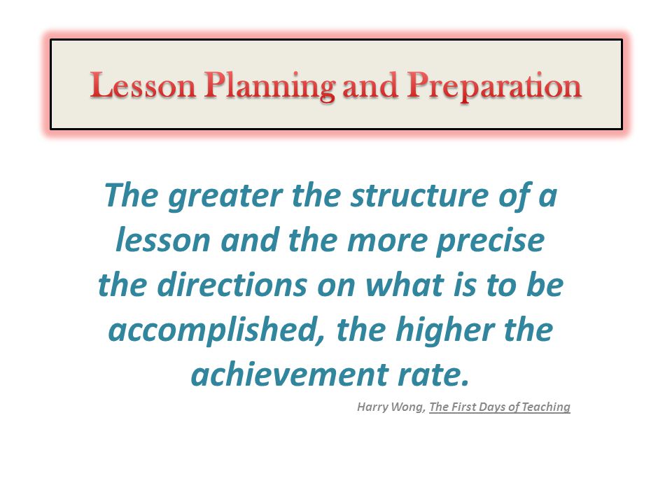 Lesson Planning and Preparation