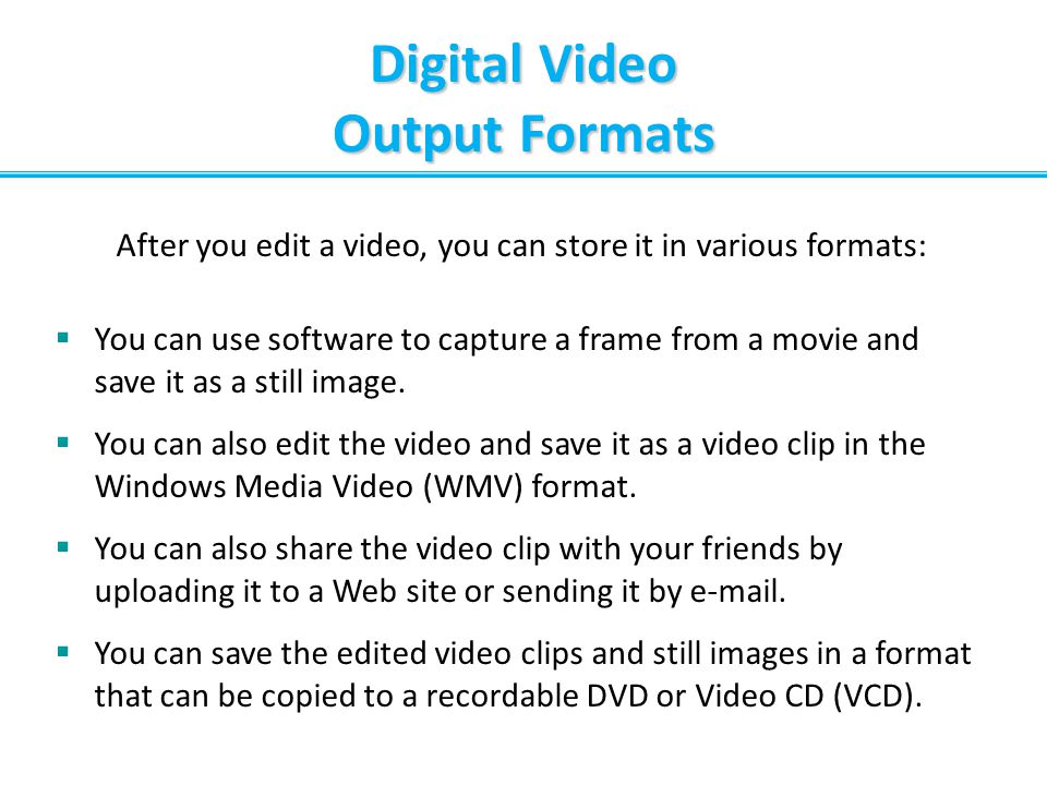 Digital Video Output Formats