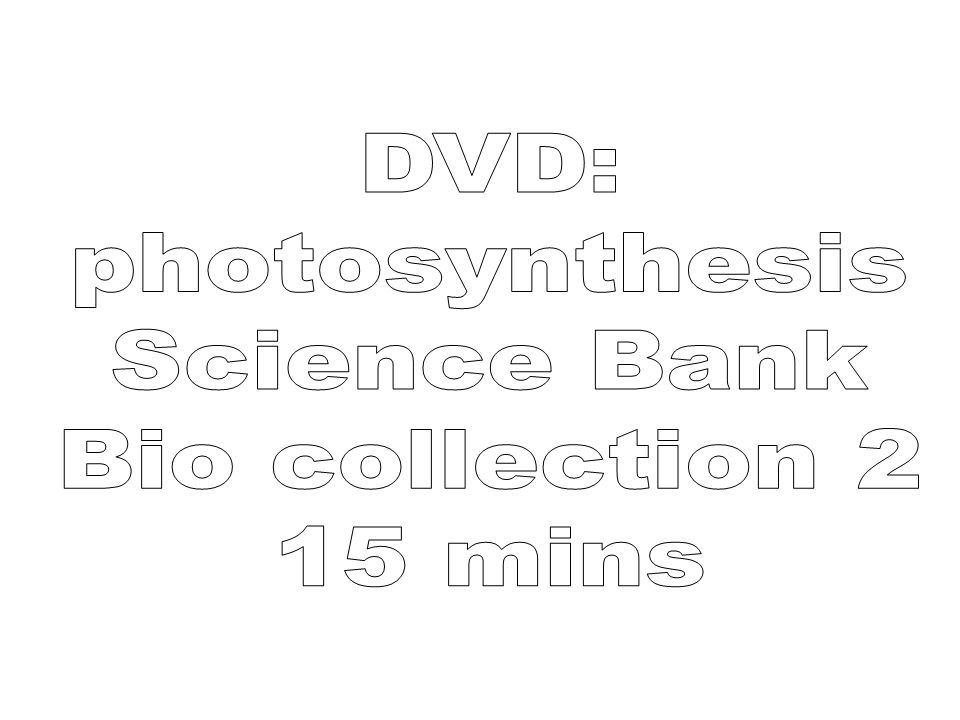 DVD: photosynthesis Science Bank Bio collection 2 15 mins