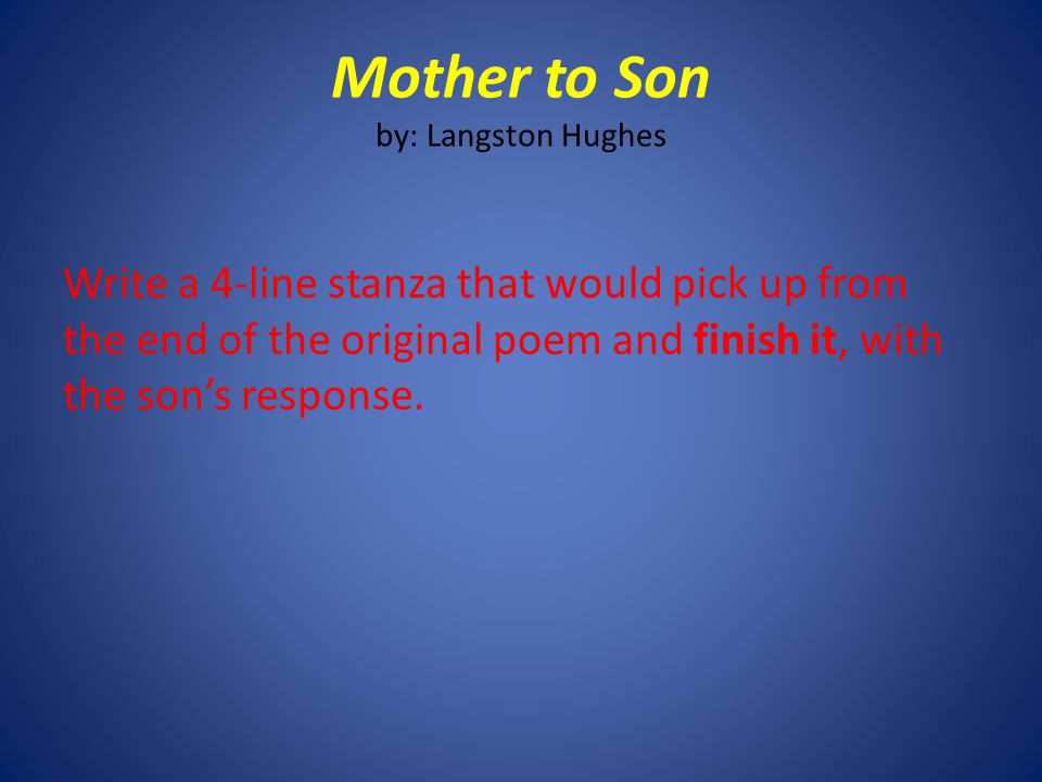 langston hughes mother to son poem