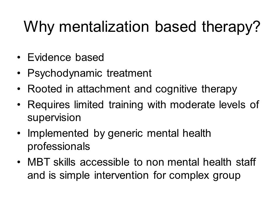 Med andre ord Anvendelig miljø Mentalization Based Therapy : - ppt download
