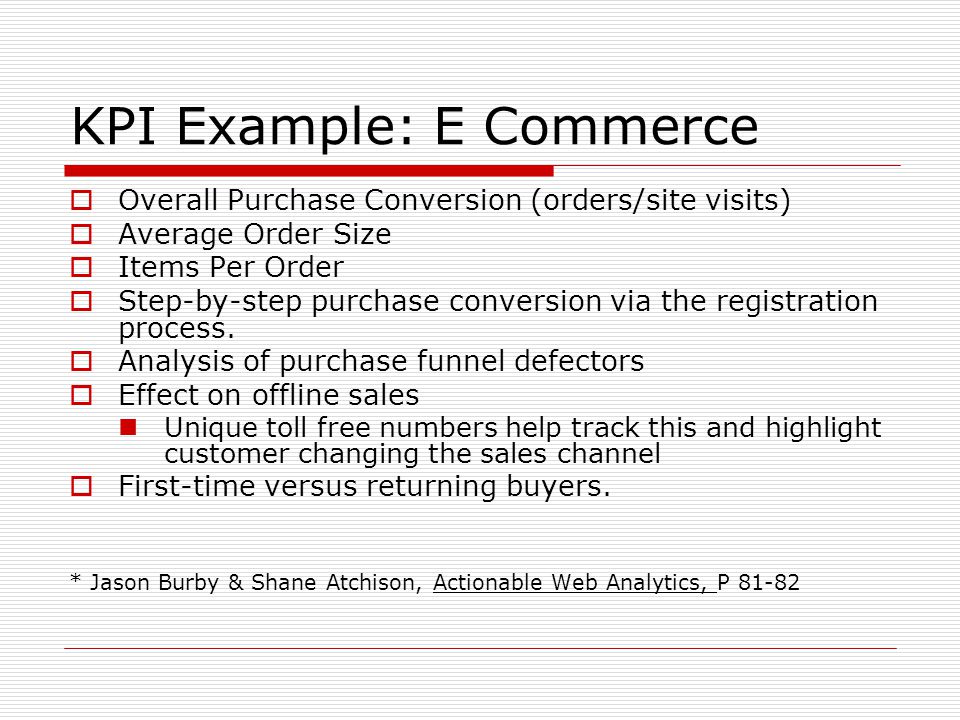 KPI Example: E Commerce