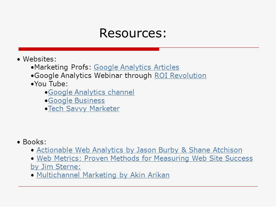 Resources: Websites: Marketing Profs: Google Analytics Articles