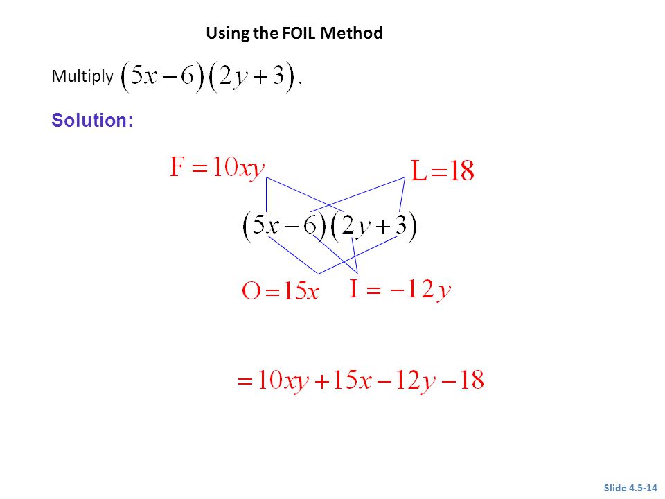 CLASSROOM EXAMPLE 6 Using the FOIL Method Multiply Solution: