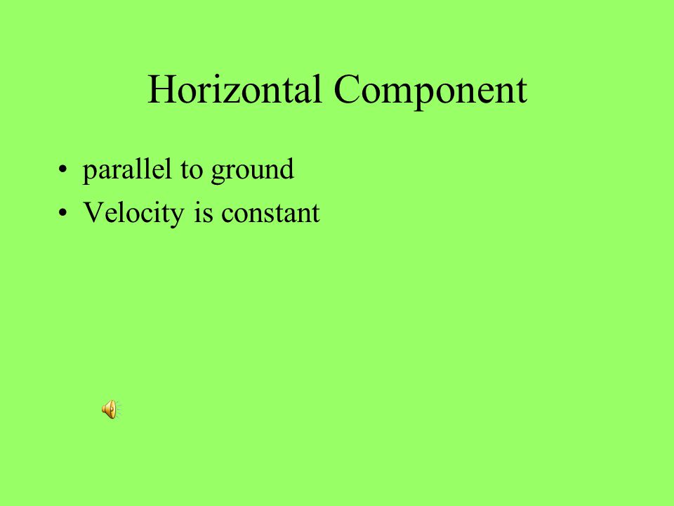 Horizontal Component parallel to ground Velocity is constant