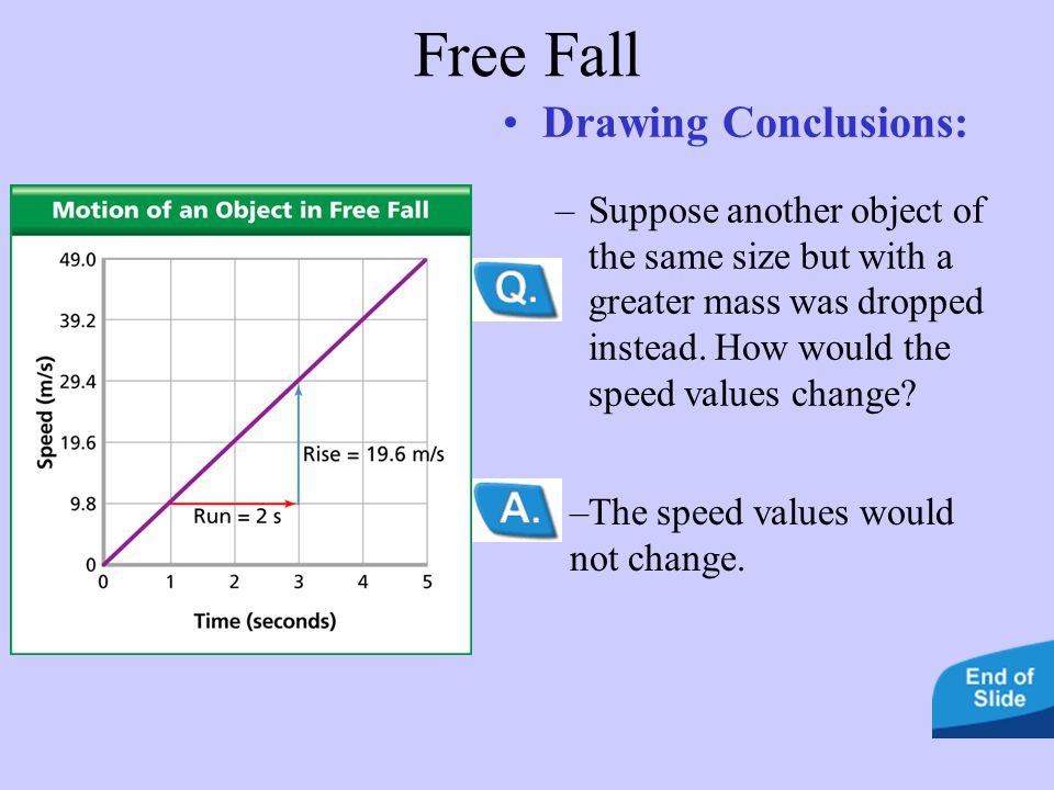 Free Fall Drawing Conclusions: