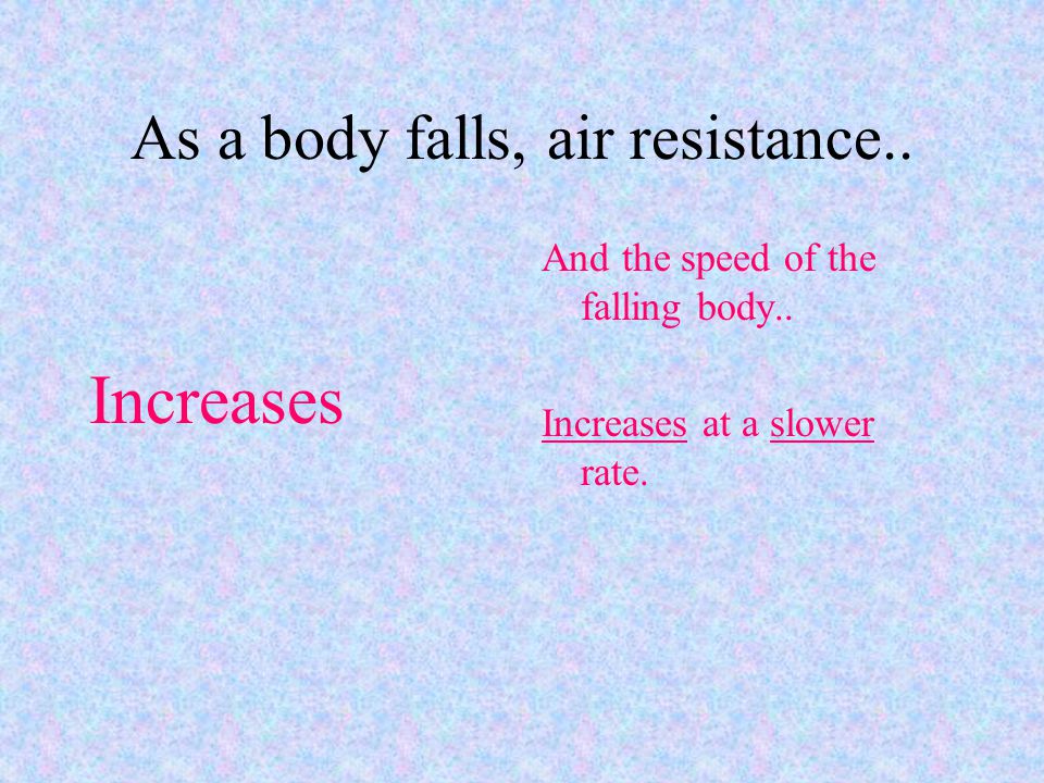 As a body falls, air resistance..
