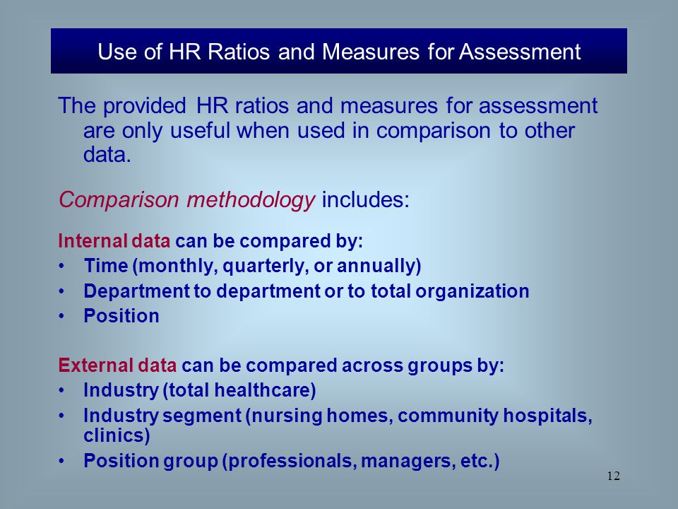 Use of HR Ratios and Measures for Assessment
