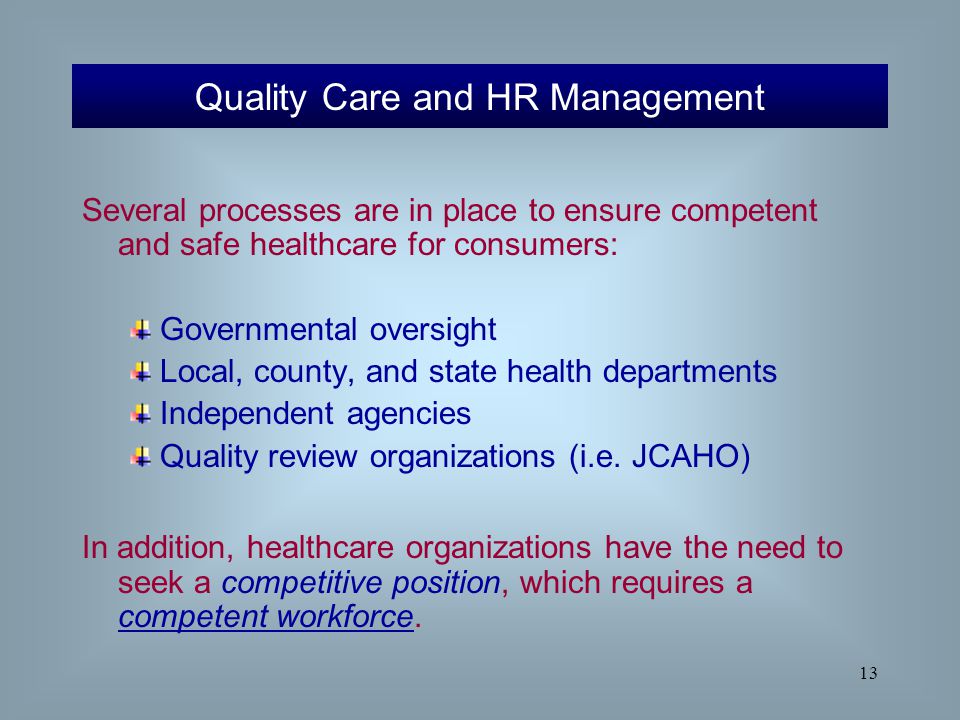 Quality Care and HR Management