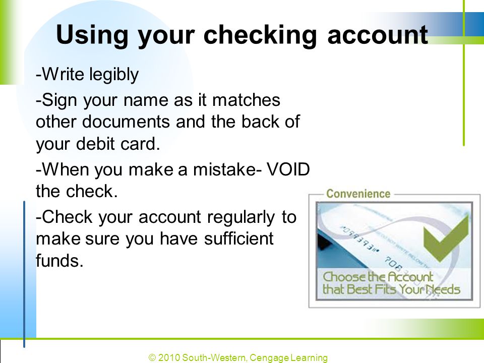 Using your checking account