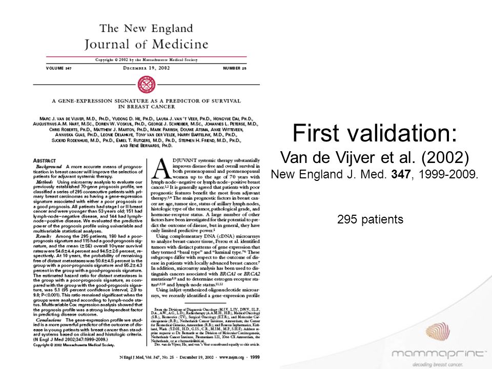 First validation: Van de Vijver et al. (2002)