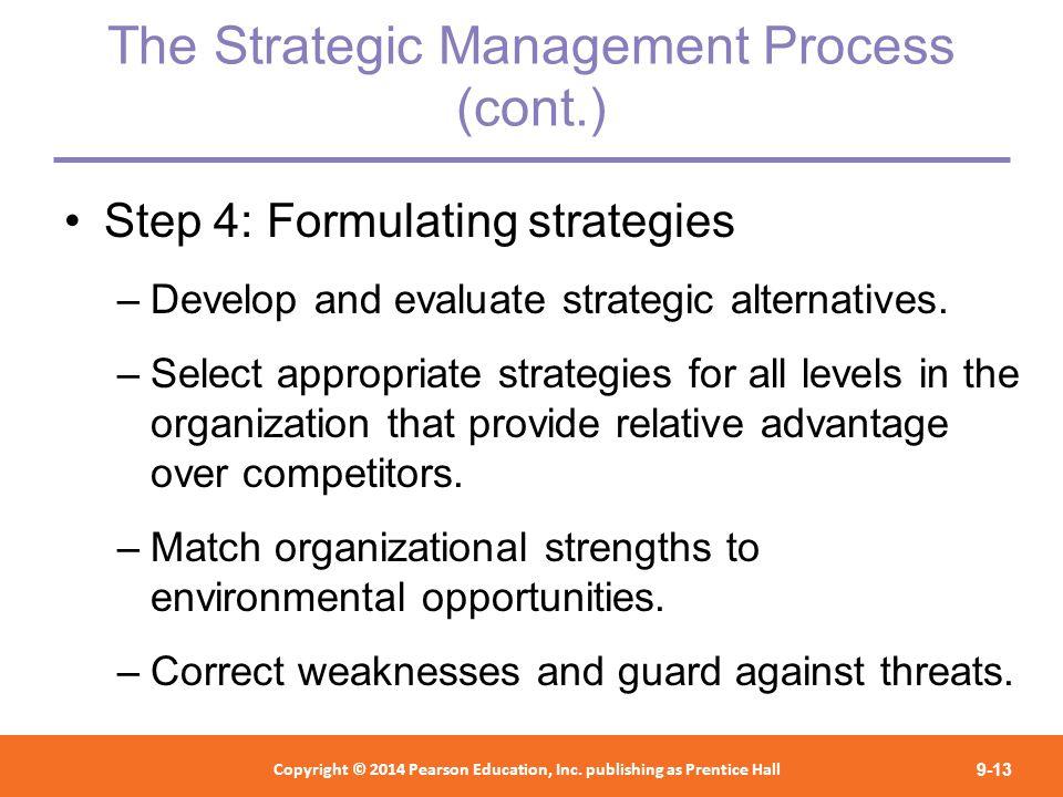 The Strategic Management Process (cont.)